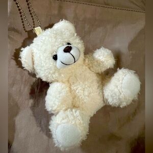 Teddy Bear Off White Plush Keychain